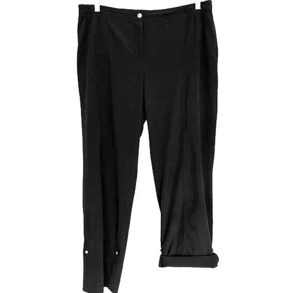Chicos Zenergy Pants Womens Size Medium Black Roll Tab Hem Pockets Zip Front - Picture 1 of 8